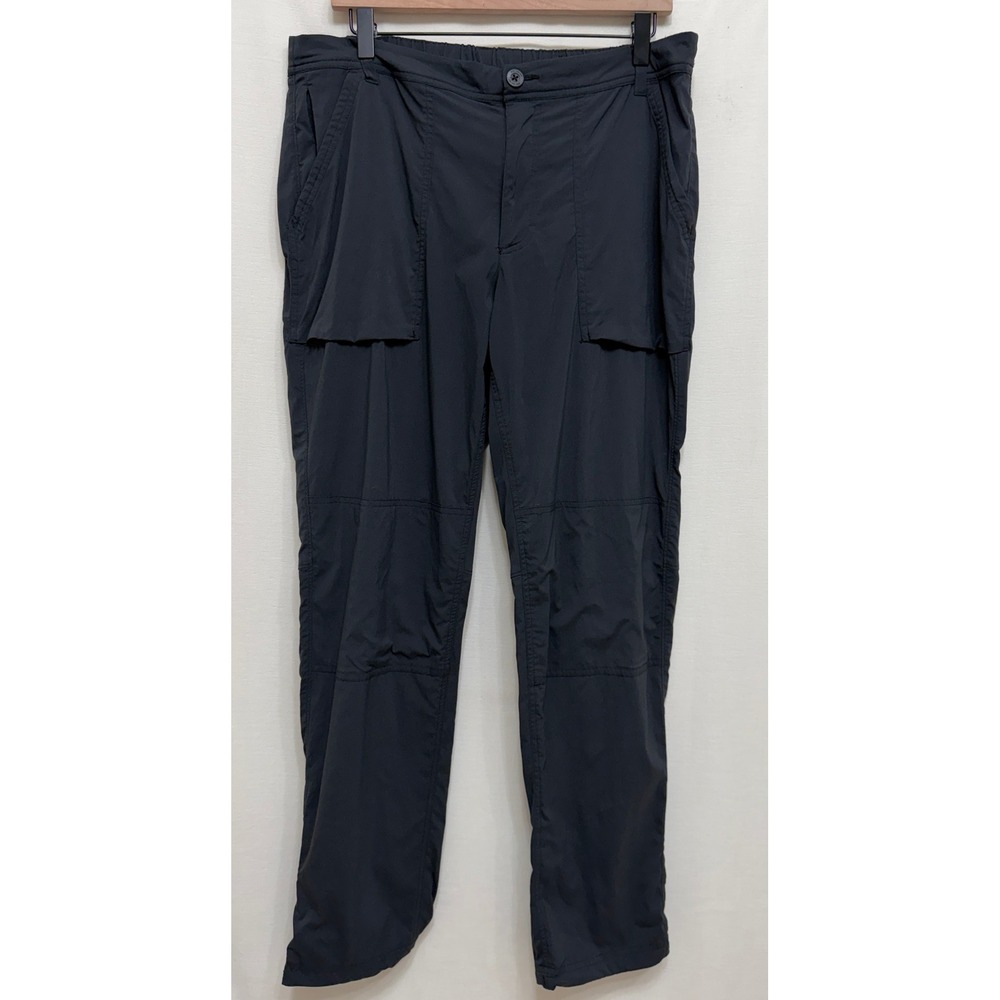 REI Women Hiking Pants Black Quick Dry Stretch Waist Bungee Hem Trail Size 14